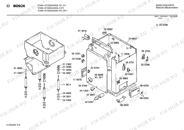 Взрыв-схема стиральной машины Bosch 0722044493 V320 - Схема узла 02