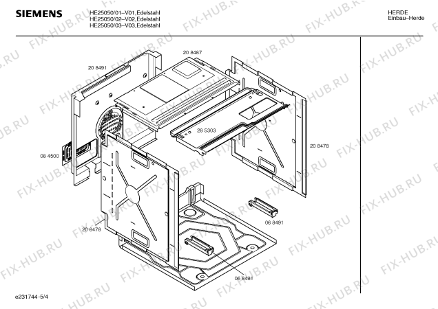 Взрыв-схема плиты (духовки) Siemens HE25050 - Схема узла 04