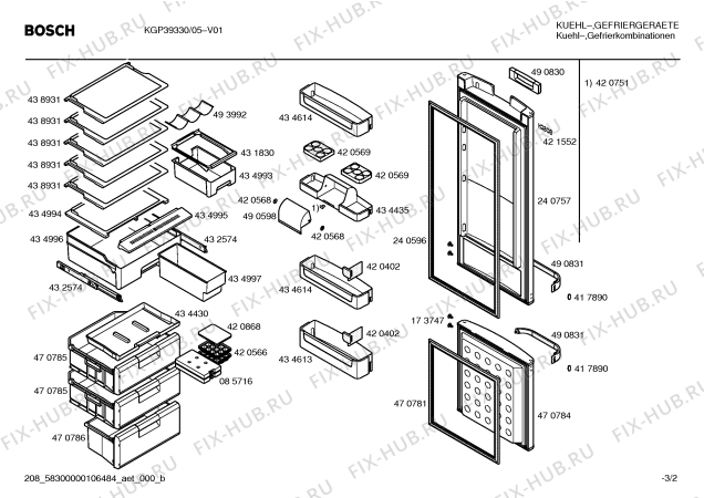 Схема №3 KGP39320 с изображением Дверь для холодильника Bosch 00240757