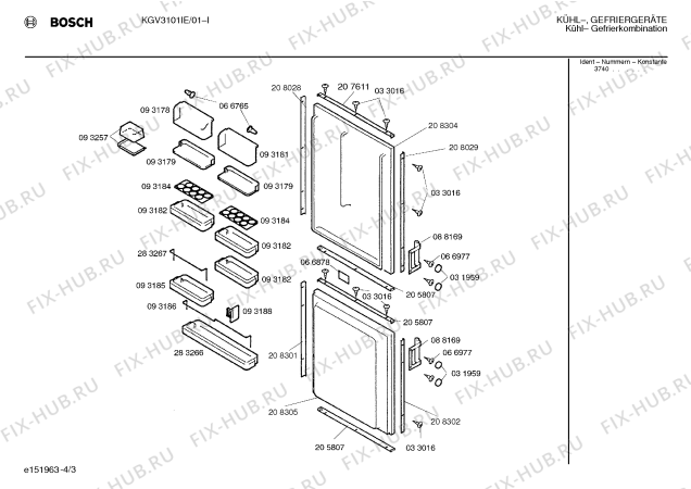 Взрыв-схема холодильника Bosch KGV3101IE - Схема узла 03