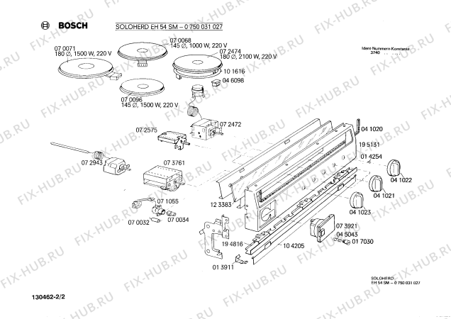 Взрыв-схема плиты (духовки) Bosch 0750031027 EH54SM - Схема узла 02