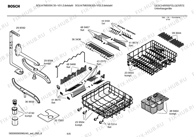 Взрыв-схема посудомоечной машины Bosch SGU47M05SK - Схема узла 06