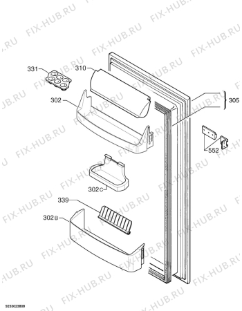 Взрыв-схема холодильника Electrolux FI1540FA - Схема узла Door 003