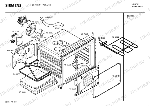 Схема №3 HL54025 с изображением Фронтальное стекло для плиты (духовки) Siemens 00472807