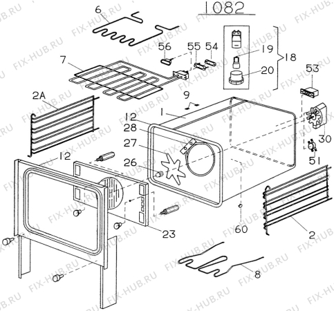 Взрыв-схема комплектующей Electrolux CF6770 - Схема узла H10 Main Oven Cavity (large)