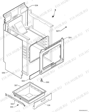 Взрыв-схема плиты (духовки) Electrolux EKD603501X - Схема узла Housing 001