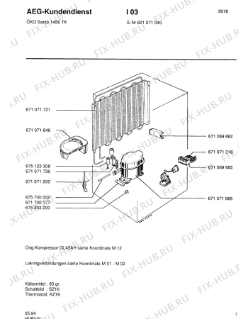 Схема №2 SAN1456 TK с изображением Криостат для холодильной камеры Aeg 8996710719023