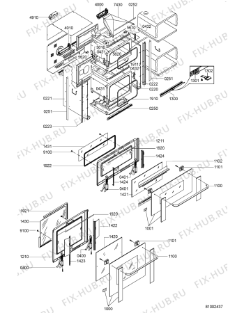 Взрыв-схема плиты (духовки) Indesit OBI9MS (F092488) - Схема узла