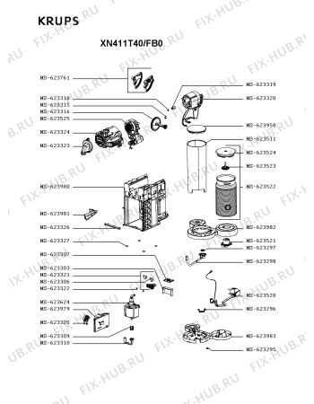 Схема №2 XN410T40/FB0 с изображением Покрытие для электрокофеварки Krups MS-623965