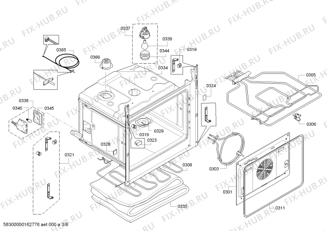 Взрыв-схема плиты (духовки) Bosch HBR36B651 - Схема узла 03