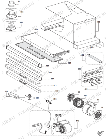 Схема №1 DF6135X (307709, BI.....-1S2CS) с изображением Фильтр для электровытяжки Gorenje 291291