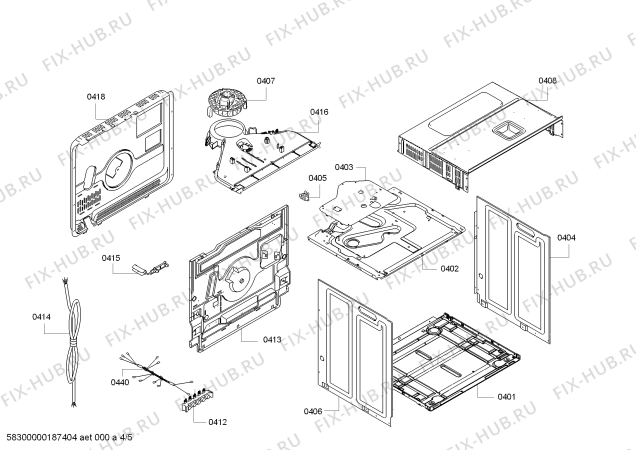 Взрыв-схема плиты (духовки) Bosch HBA23B320S H.BO.NP.L3D.IN.GLASS.B3a.B.E0_C/// - Схема узла 04