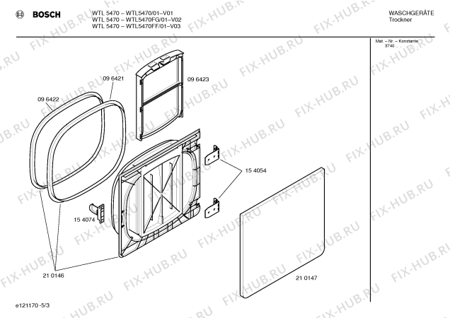 Взрыв-схема сушильной машины Bosch WTL5470FG WTL5470 - Схема узла 03