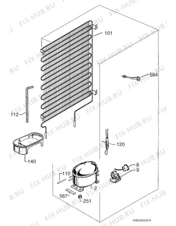 Взрыв-схема холодильника Aeg Electrolux SC61640-6I - Схема узла Cooling system 017