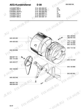 Взрыв-схема стиральной машины Aeg LAV9049 W D - Схема узла Tub and drum