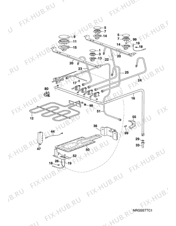 Взрыв-схема плиты (духовки) Arthurmartinelux CG6020W1   GAS AME - Схема узла Electrical equipment