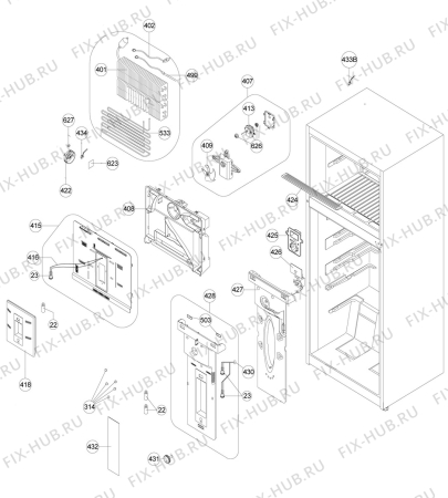 Взрыв-схема холодильника Electrolux EJF4842AOX - Схема узла Vaporiser