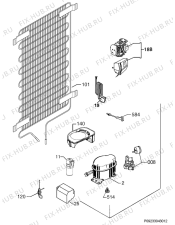 Взрыв-схема холодильника Aeg SKB51221DS - Схема узла Cooling system 017