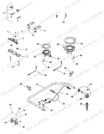 Взрыв-схема плиты (духовки) Zanussi ZBX622SS - Схема узла H30 Electric and gas details