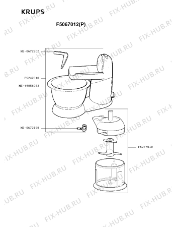 Взрыв-схема блендера (миксера) Krups F5067012(P) - Схема узла 3P002487.9P2