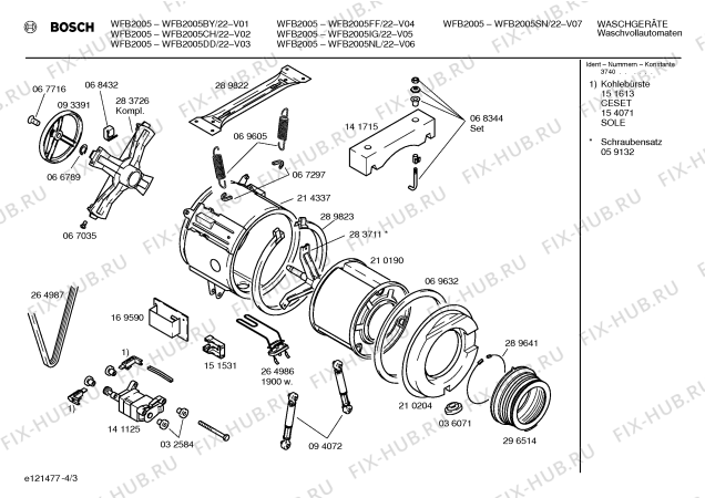 Схема №3 WFB2005CH BOSCH WFB 2005 с изображением Инструкция по эксплуатации для стиральной машины Bosch 00520667