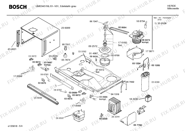 Взрыв-схема микроволновой печи Bosch HME9451NL - Схема узла 04