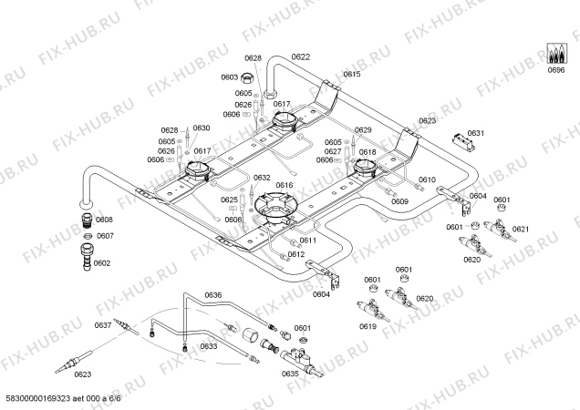 Взрыв-схема плиты (духовки) Bosch HGG24W226M - Схема узла 06