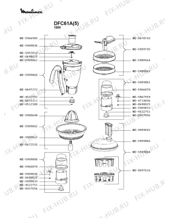 Взрыв-схема кухонного комбайна Moulinex DFC61A(5) - Схема узла NP003267.5P2