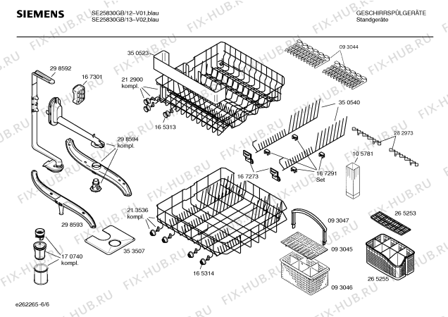 Взрыв-схема посудомоечной машины Siemens SE25830GB - Схема узла 06