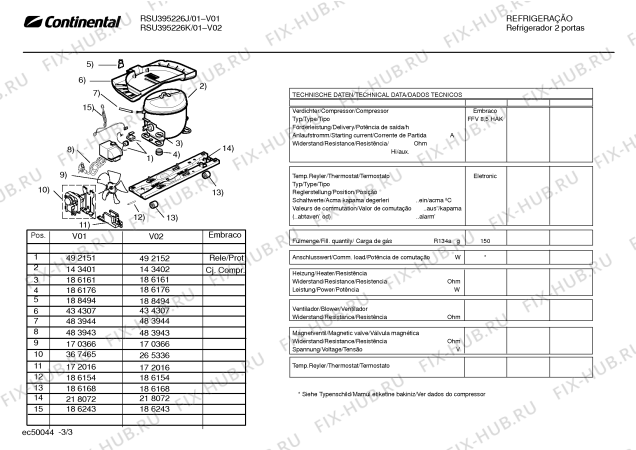 Взрыв-схема холодильника Continental RSU395226J CONTINENTAL - Схема узла 03
