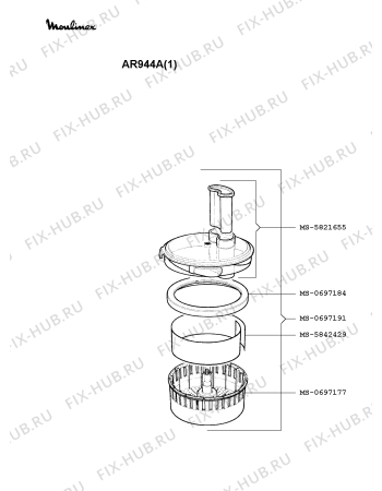 Взрыв-схема кухонного комбайна Moulinex AR944A(1) - Схема узла GP000577.6P2