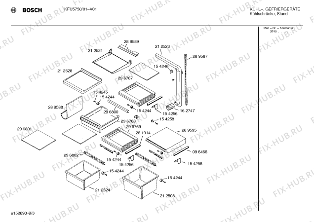 Схема №6 KFU5750 с изображением Крышка для холодильной камеры Bosch 00296821