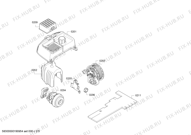 Взрыв-схема пылесоса Bosch BGL3A331 GL-30 PureAir - Схема узла 02