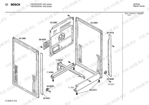 Схема №4 HES5520 с изображением Панель для духового шкафа Bosch 00286881