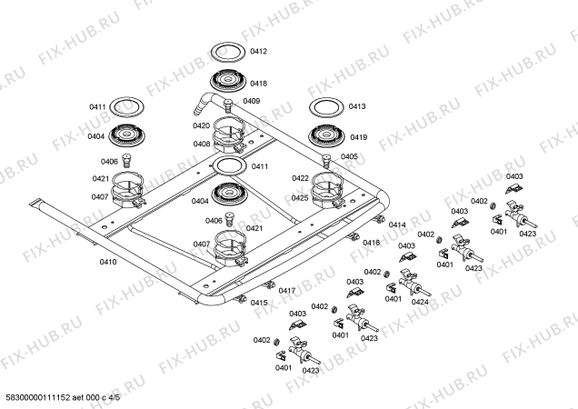 Схема №4 HSF11K33EA METAL LINE 1.1.B WHITE FS с изображением Дюза для электропечи Bosch 00497049
