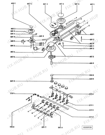 Взрыв-схема плиты (духовки) Whirlpool AKG 938/WH/WP - Схема узла