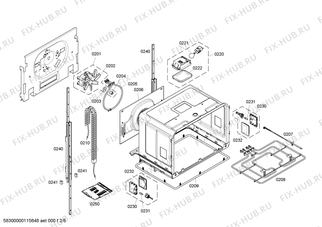Взрыв-схема плиты (духовки) Siemens HB76P570 - Схема узла 02