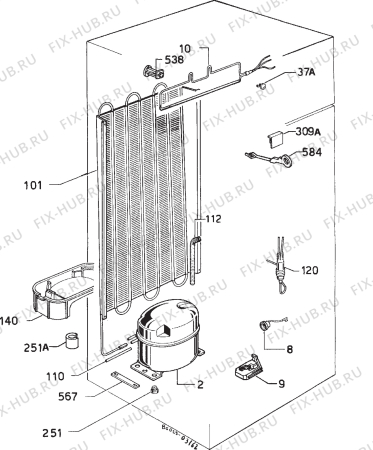 Взрыв-схема холодильника Friac COMBI2450 - Схема узла Cooling system 017