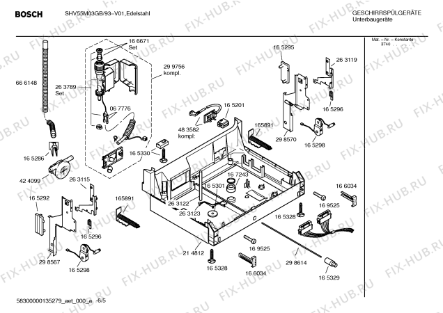 Схема №4 SHV55M03GB с изображением Инструкция по установке/монтажу для посудомоечной машины Bosch 00547533