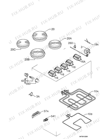 Взрыв-схема плиты (духовки) Electrolux EKE6711W - Схема узла Electrical equipment 268