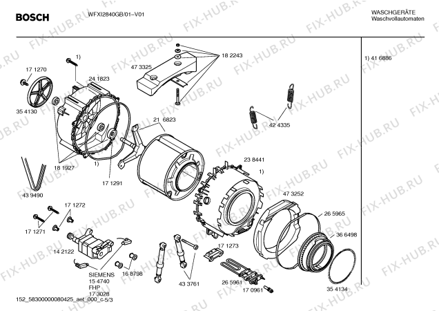 Схема №4 WFXI2840GB с изображением Диск для стиральной машины Bosch 00439876