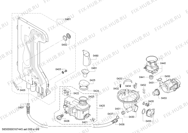 Взрыв-схема посудомоечной машины Bosch SMU85L05DE Exclusiv - Схема узла 04