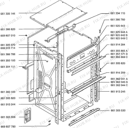 Взрыв-схема плиты (духовки) Aeg 54081B-D - Схема узла H10 Outer Frame