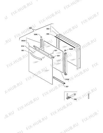 Взрыв-схема плиты (духовки) Electrolux GHL30-4.5 WE - Схема узла Door 003