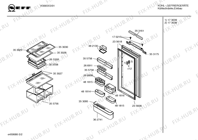 Схема №3 K5665X3 KC545A с изображением Инструкция по эксплуатации для холодильника Bosch 00580987