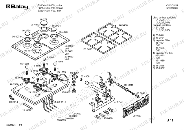 Схема №1 E3233 с изображением Газовый кран для плиты (духовки) Bosch 00152487