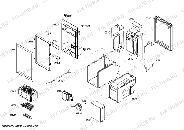 Схема №5 RF411700 с изображением Вставная полка для холодильной камеры Bosch 00679583