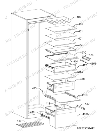 Взрыв-схема холодильника Electrolux LRC6MA36W - Схема узла Internal parts