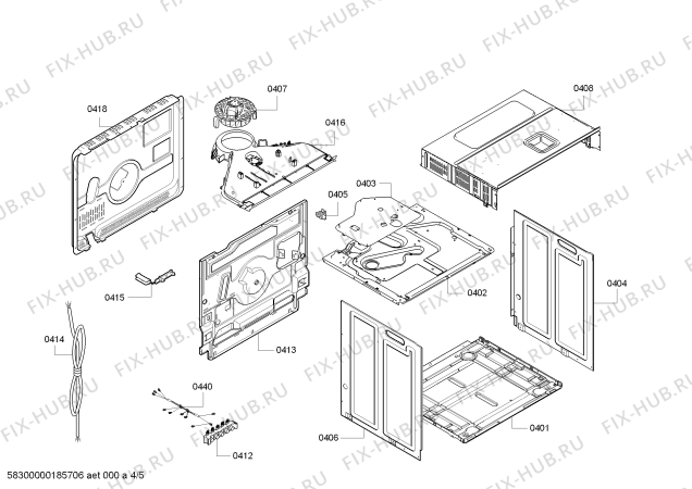 Взрыв-схема плиты (духовки) Bosch HBG42R350E H.BO.NP.L2D.IN.GLASS.B3/.X.E0_TIF/ - Схема узла 04