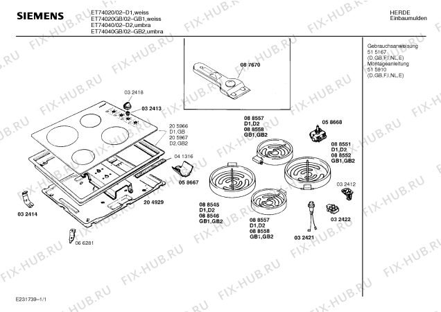 Схема №1 ET74020GB с изображением Стеклокерамика для духового шкафа Siemens 00205966